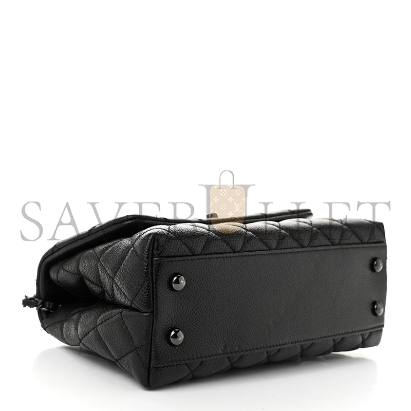 CHANEL MASTER CAVIAR QUILTED MINI COCO HANDLE FLAP SO BLACK A92990 (24*14*10cm)